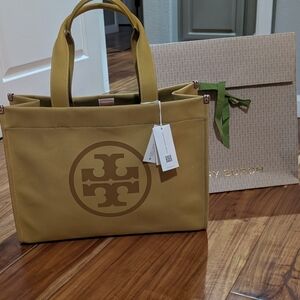 Tory Burch Silhouette Ella Canvas Tote Large Zip Close Pocket + Gift Bag Nwt ❤️